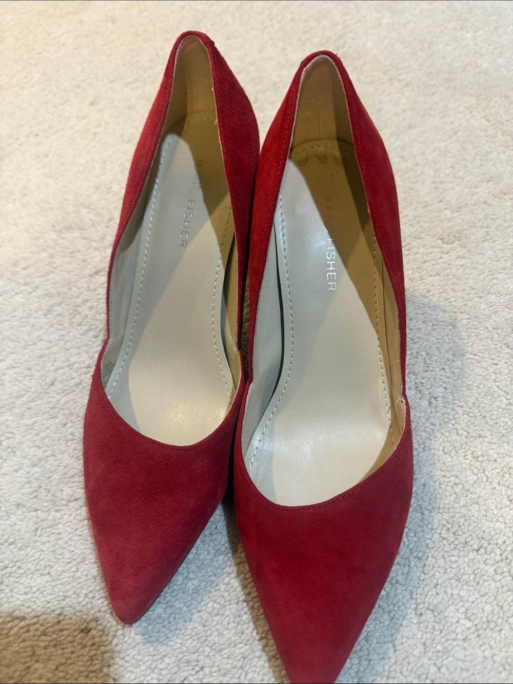 Marc Fisher Red Suede Pointed-Toe Pumps